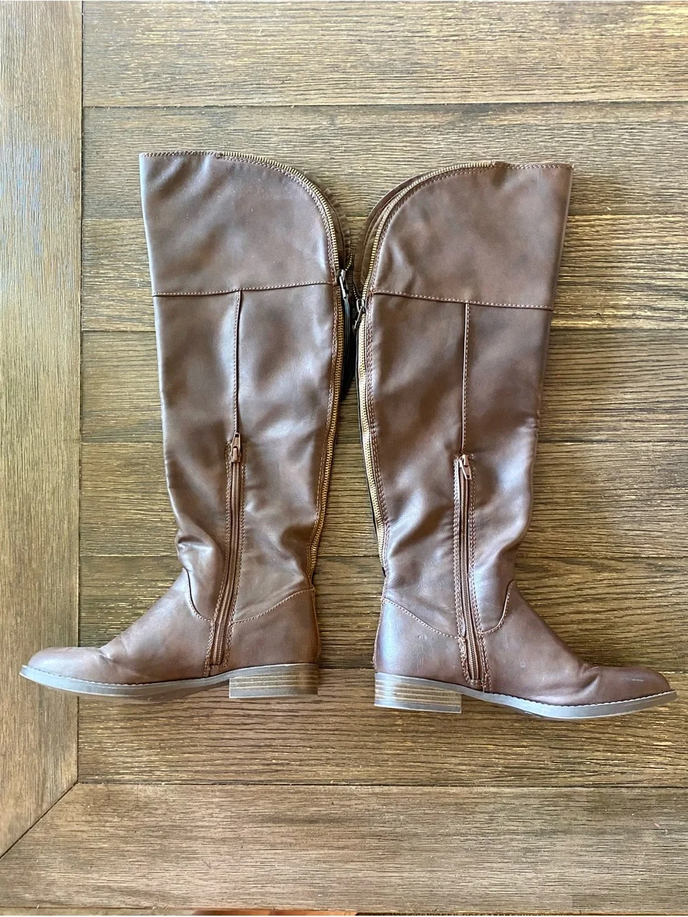 Riding Boots Women’s 7.5 Brown Over the Knee Faux Rear Gold Zipper Target